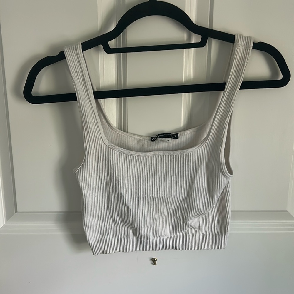 Zara White Seamless Ribbed Tank
